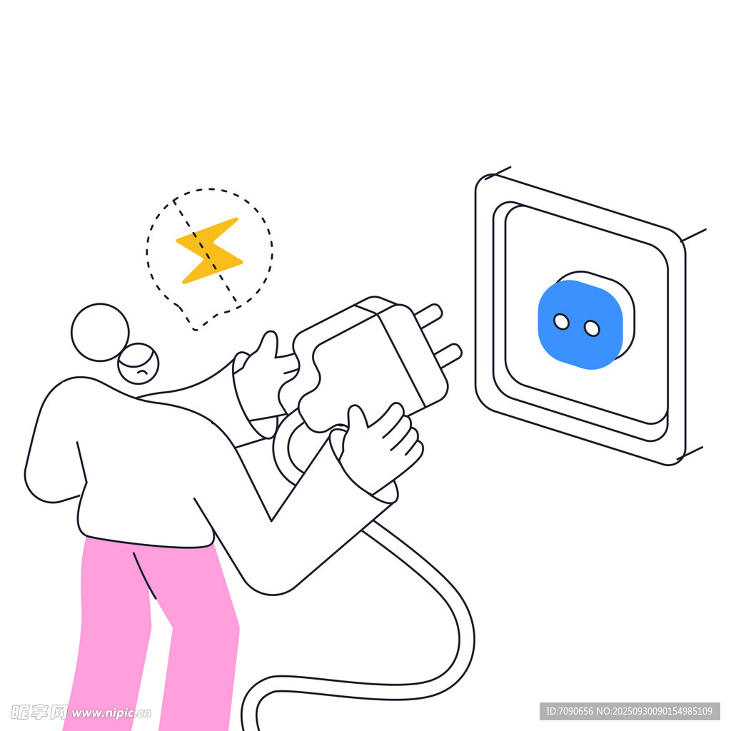 人物专注插电瞬间场景