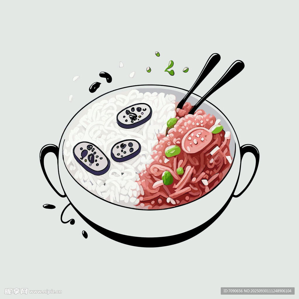 手绘美味火锅场景图