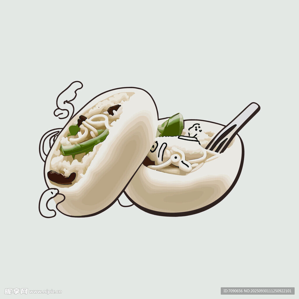 美味饺子插画