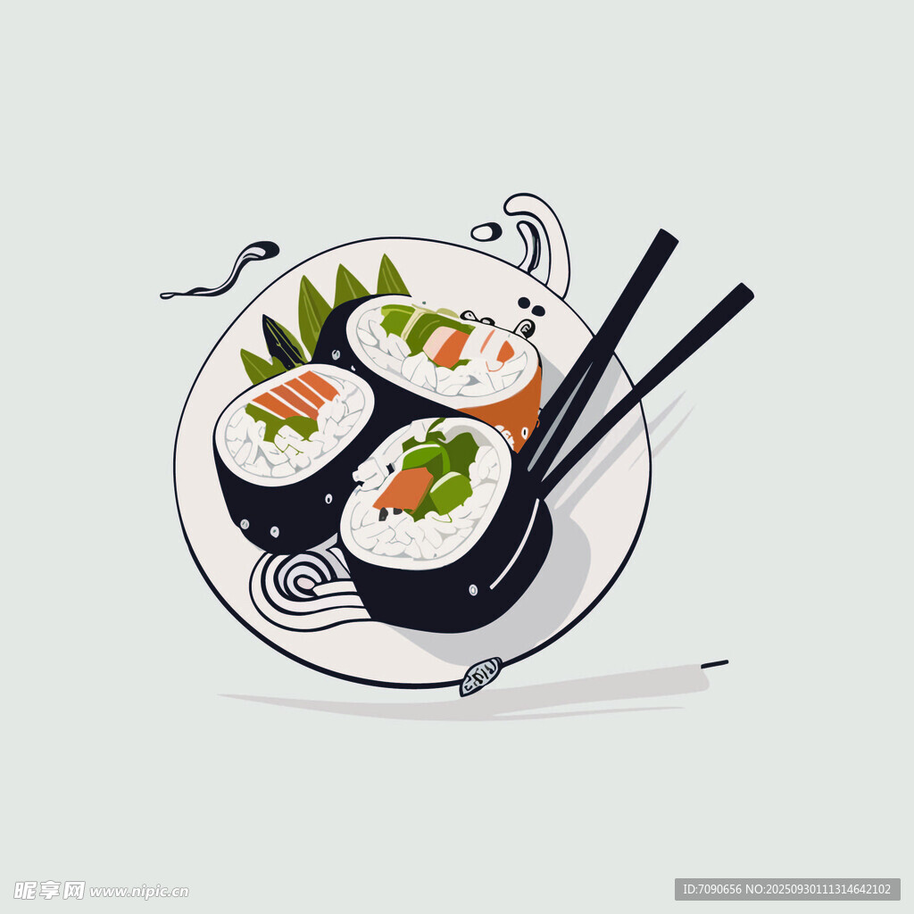 手绘寿司插画