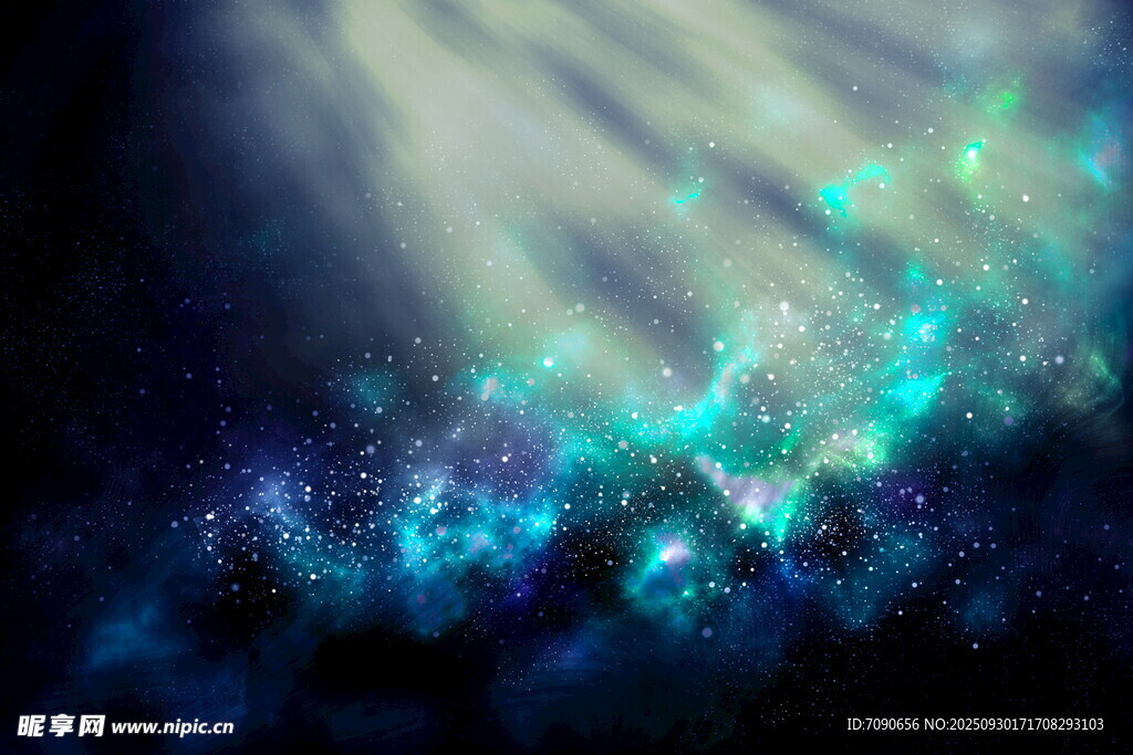 梦幻蓝光粒子星空景象