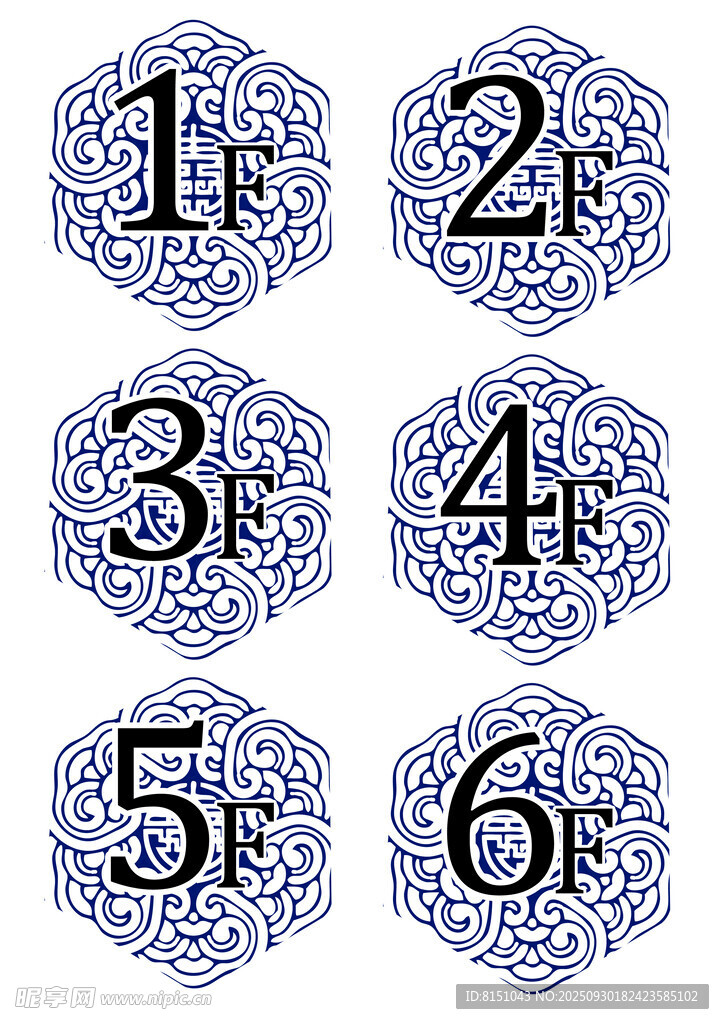 六边形数字图案设计元素