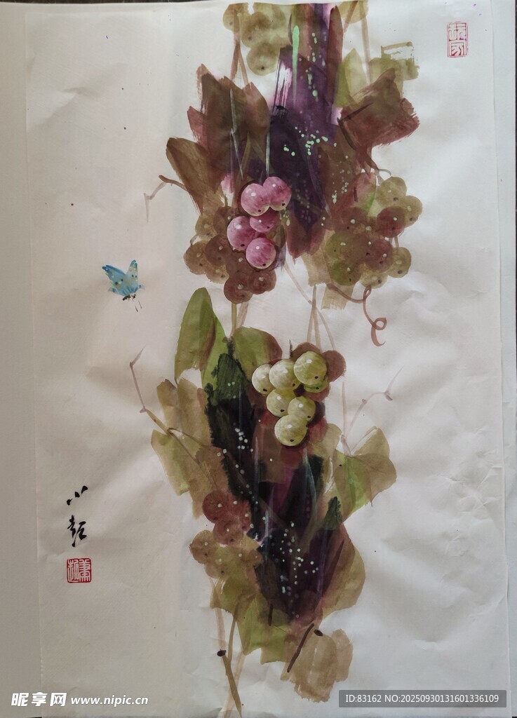 水墨葡萄画作