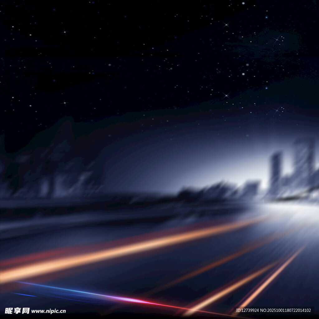 夜晚公路光轨 梦幻夜景  背景