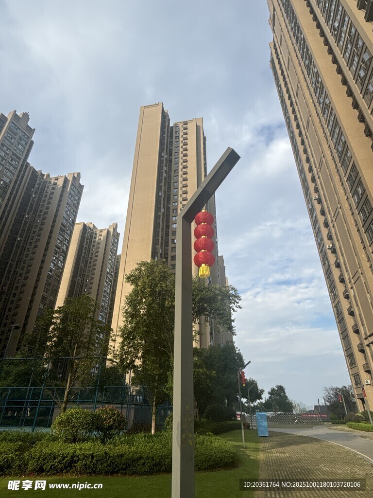 城市高楼旁的道路指示牌