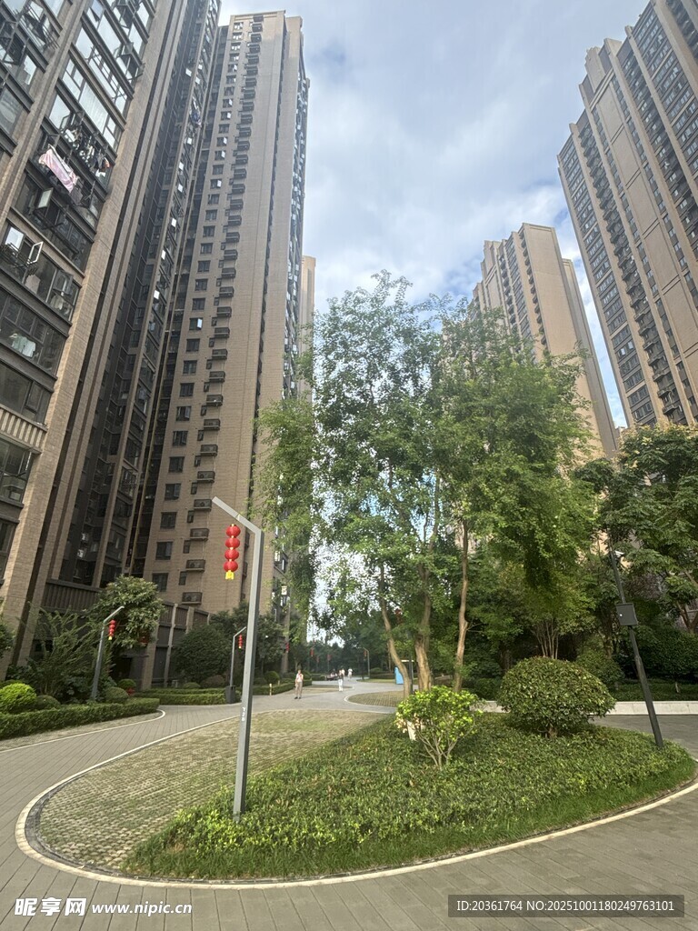 小区内的绿化与高楼景观