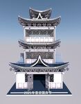 中式多层古建筑模型