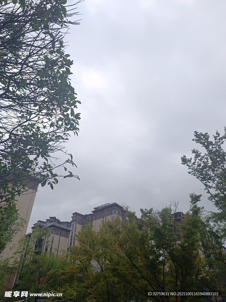 云雾中隐约可见的建筑