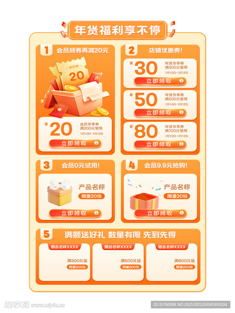 橙色促销活动优惠信息图