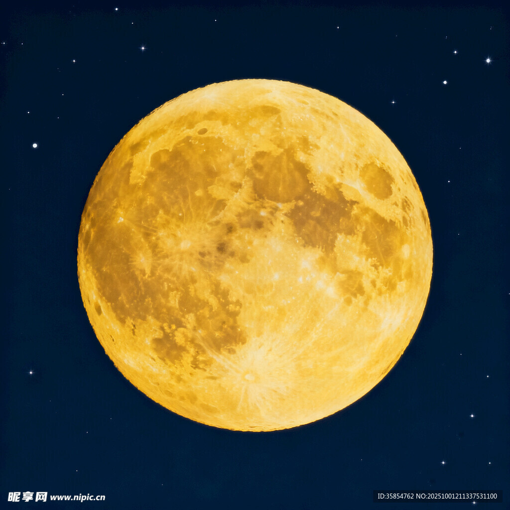 金黄满月悬于夜空