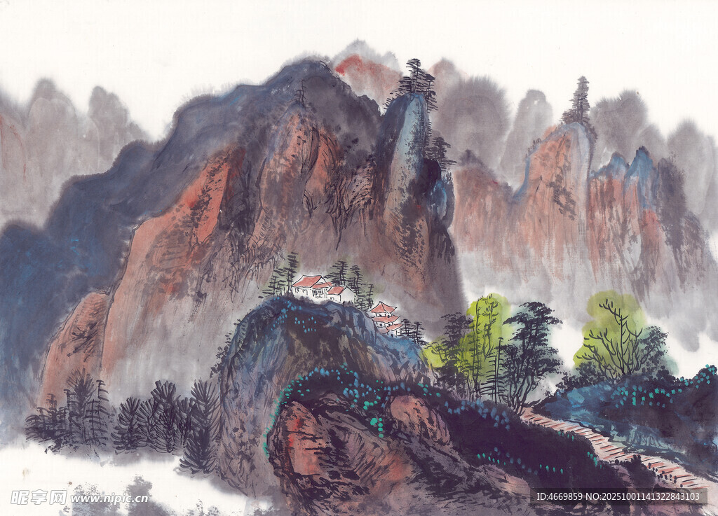 水墨山水间的壮丽山峦