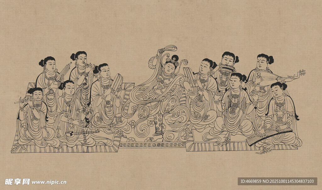 古代人物奏乐场景图