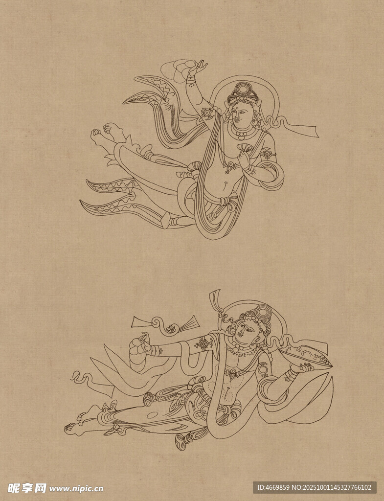 古代神话人物线描图