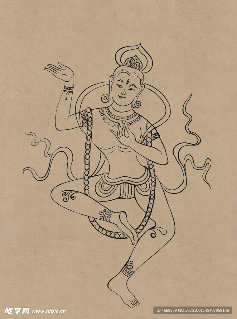 古代舞蹈人物线条画