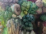 新鲜多样蔬菜堆叠展示