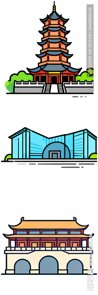 多样建筑风格地标建筑