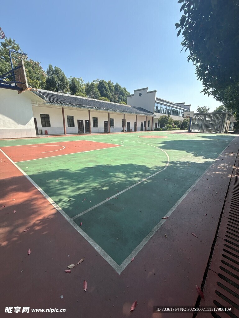 校园篮球场全景