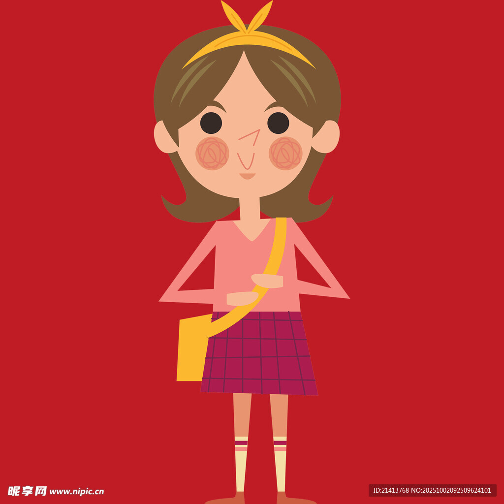 可爱卡通女孩持包造型