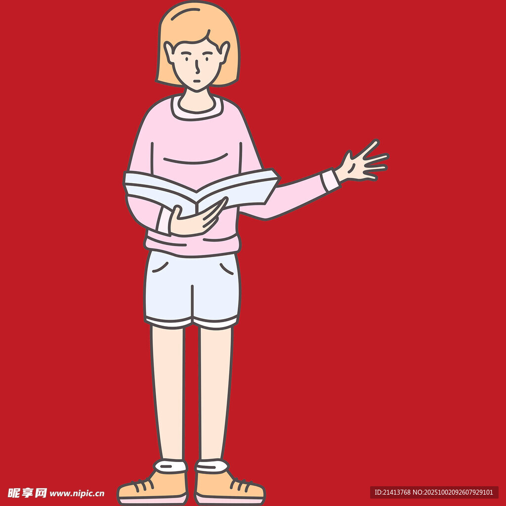 粉色穿搭女孩展示姿态