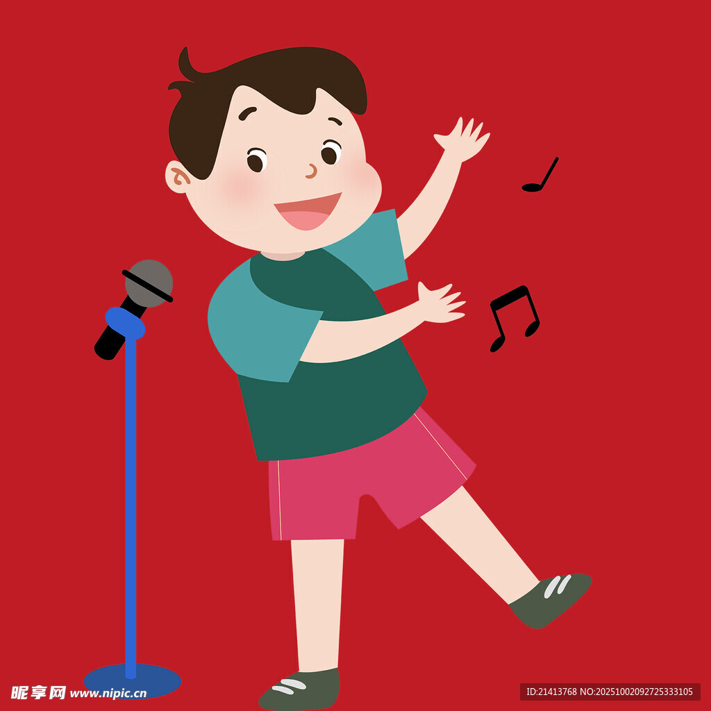 男孩欢唱沉浸音乐世界