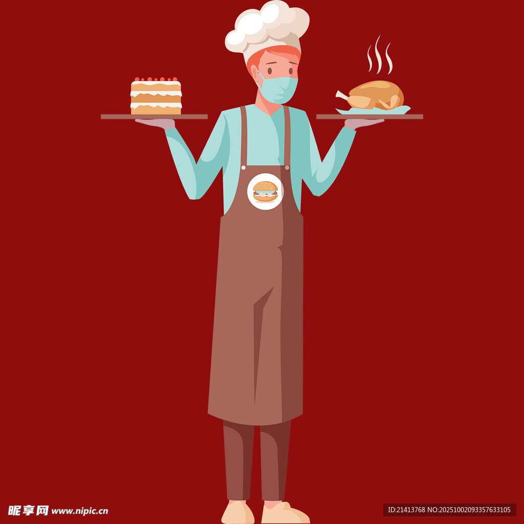 厨师双手端美食