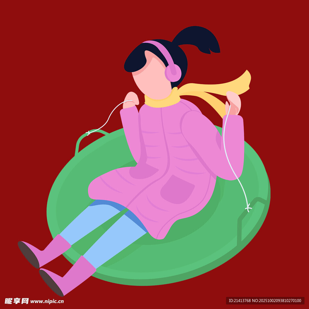 坐着听歌的时尚女孩