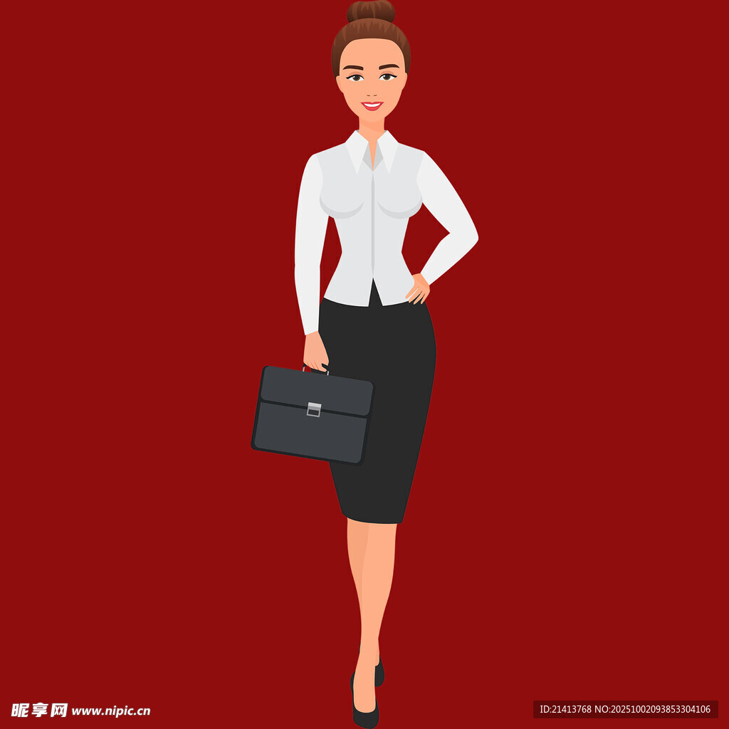 干练商务女性持公文包形象