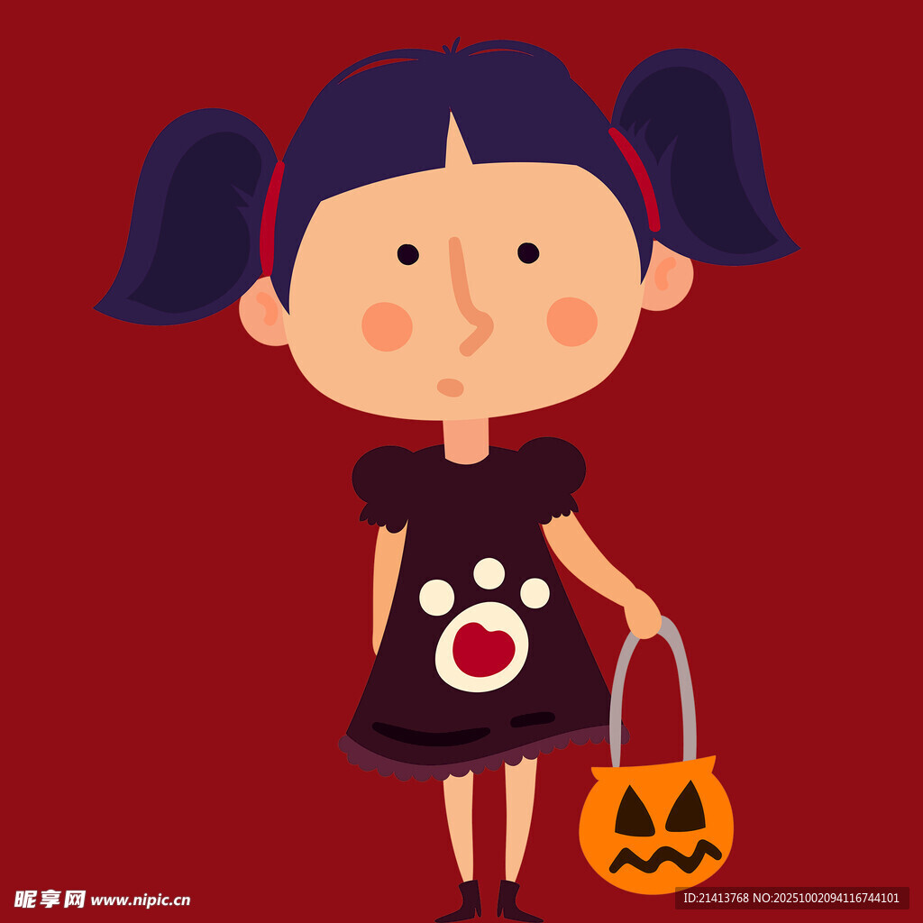万圣节装扮的可爱小女孩