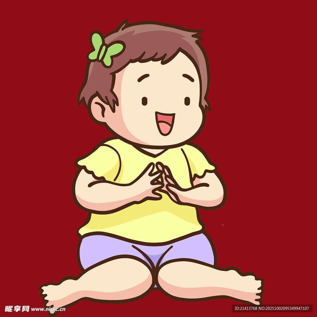 可爱宝宝合十开心玩耍