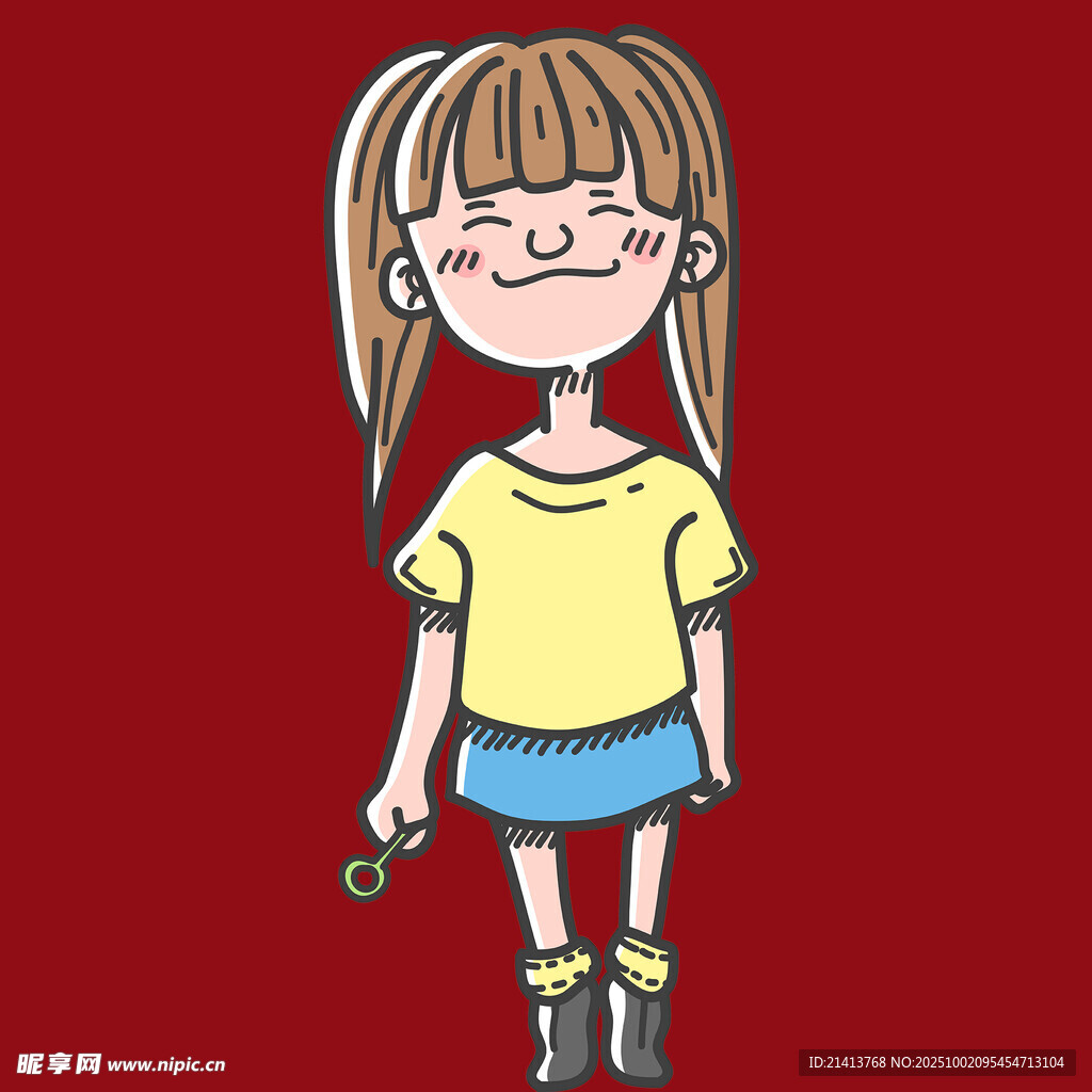 扎双马尾的可爱女孩