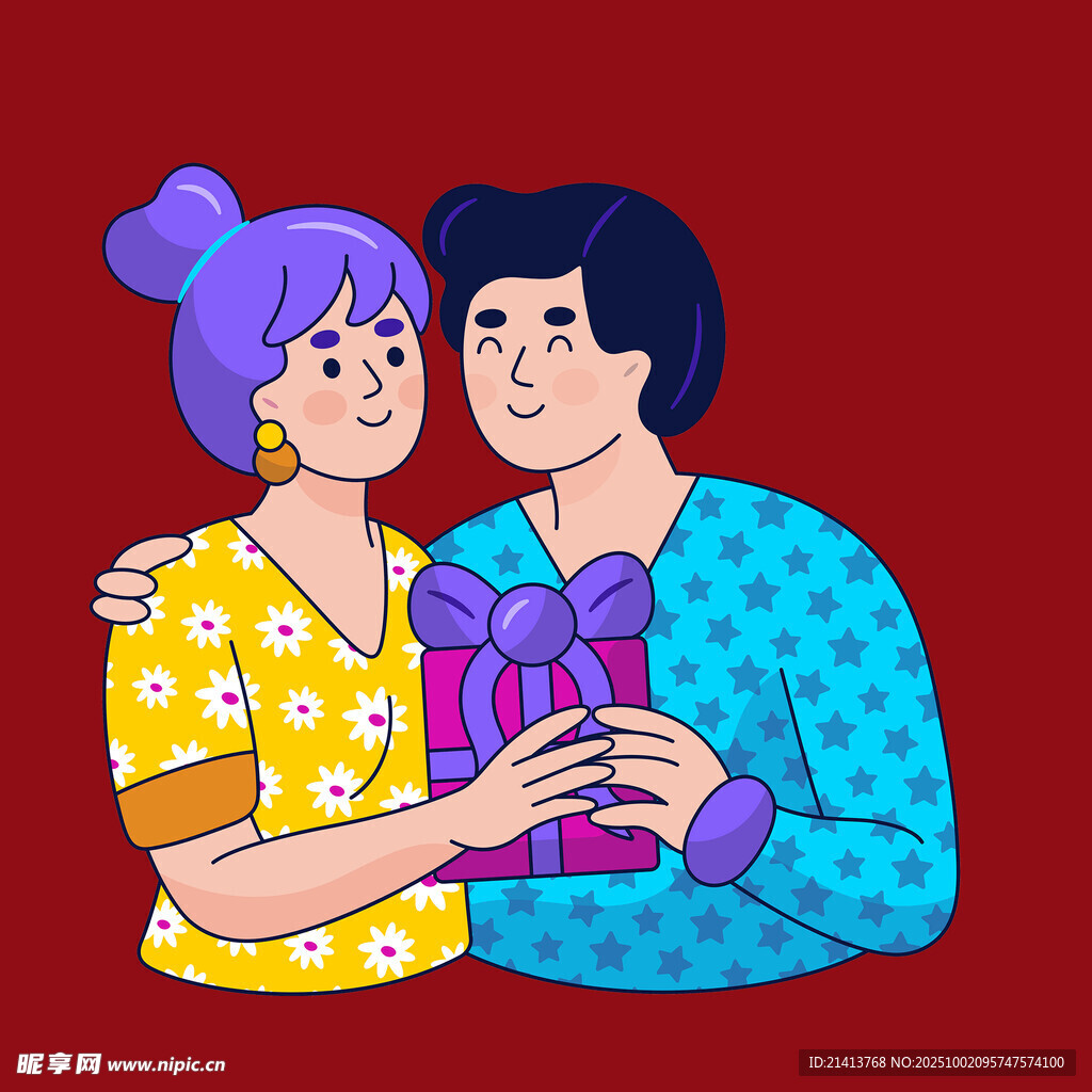 情侣甜蜜互赠礼物
