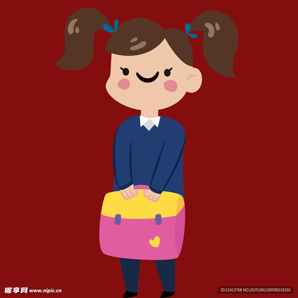 扎双马尾的提箱小女孩