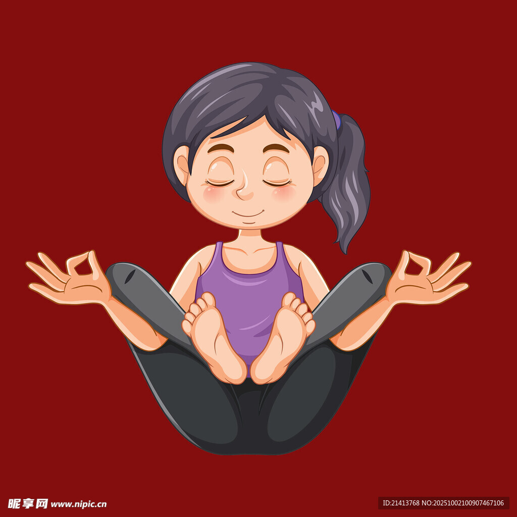 女孩专注做瑜伽冥想