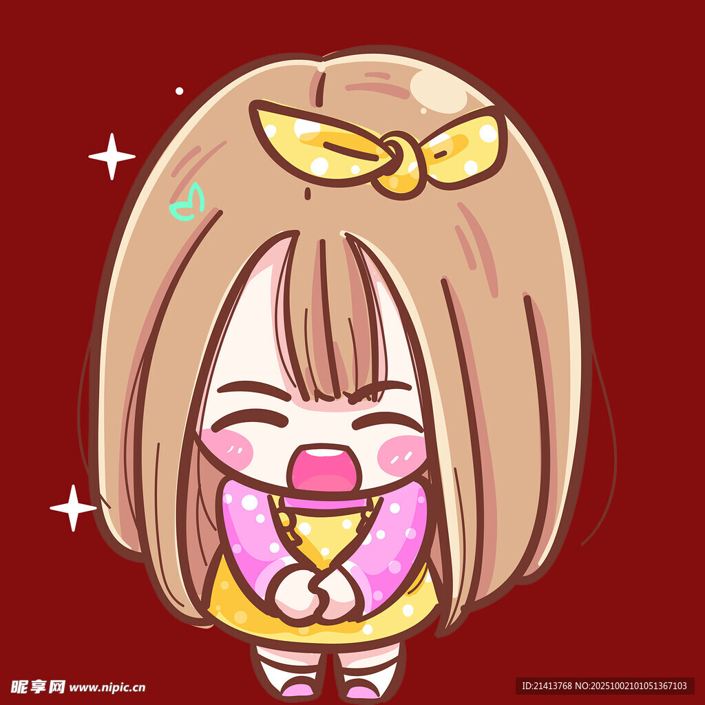 可爱双马尾女孩开心模样