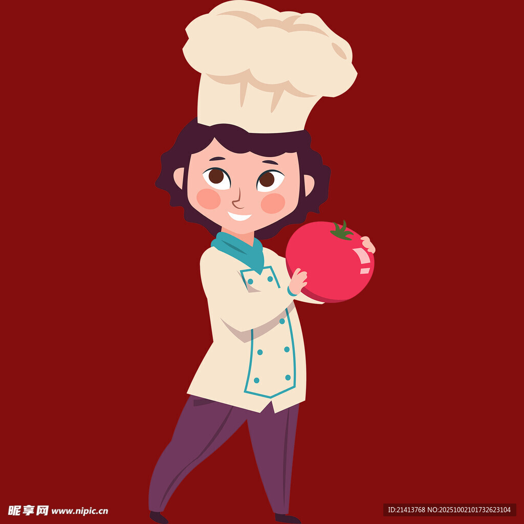 女厨师手持红番茄