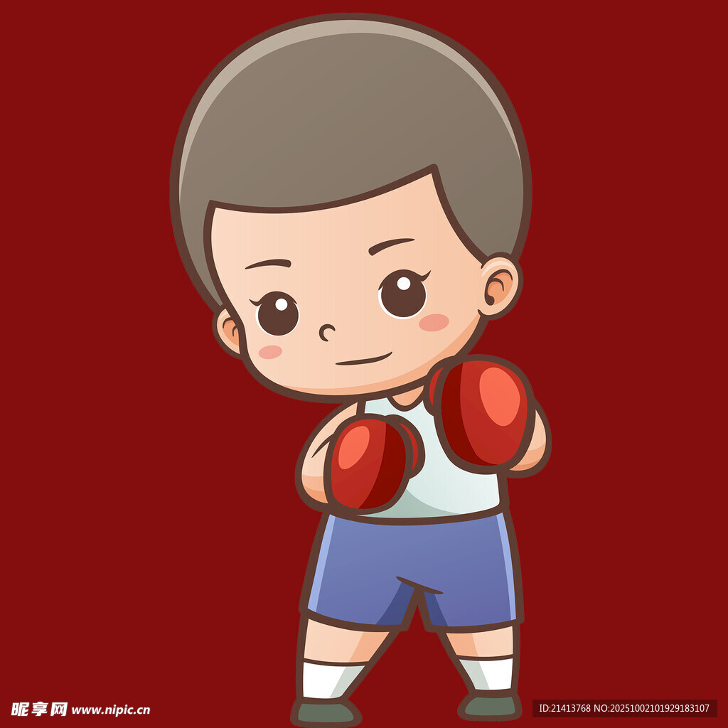可爱拳击小男孩