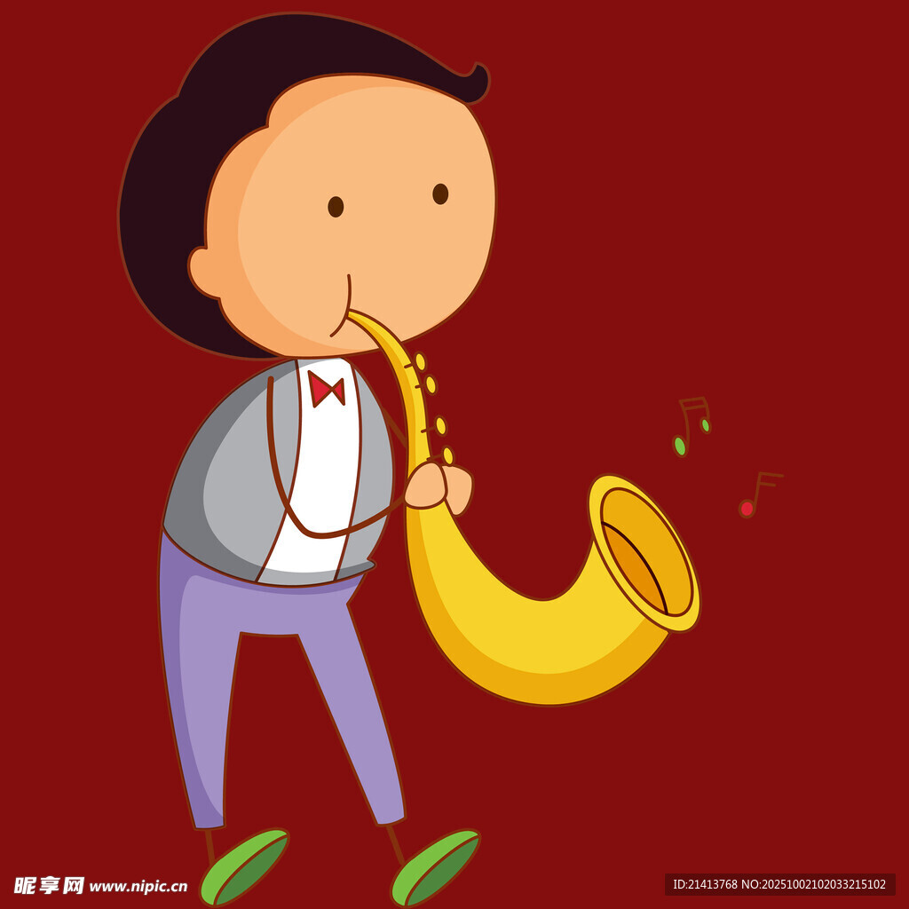 吹萨克斯的卡通男孩