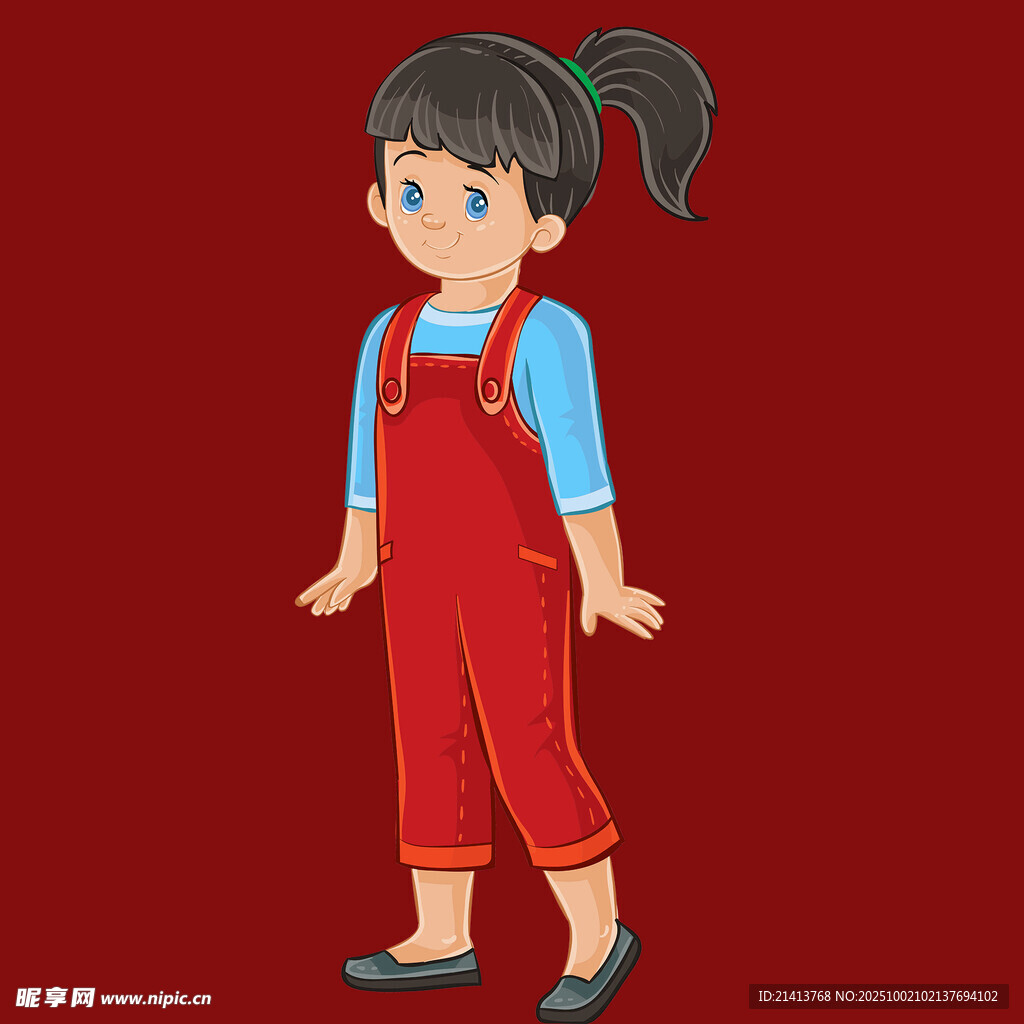 穿背带裤的可爱小女孩