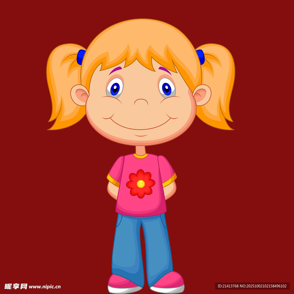 扎双马尾的可爱小女孩