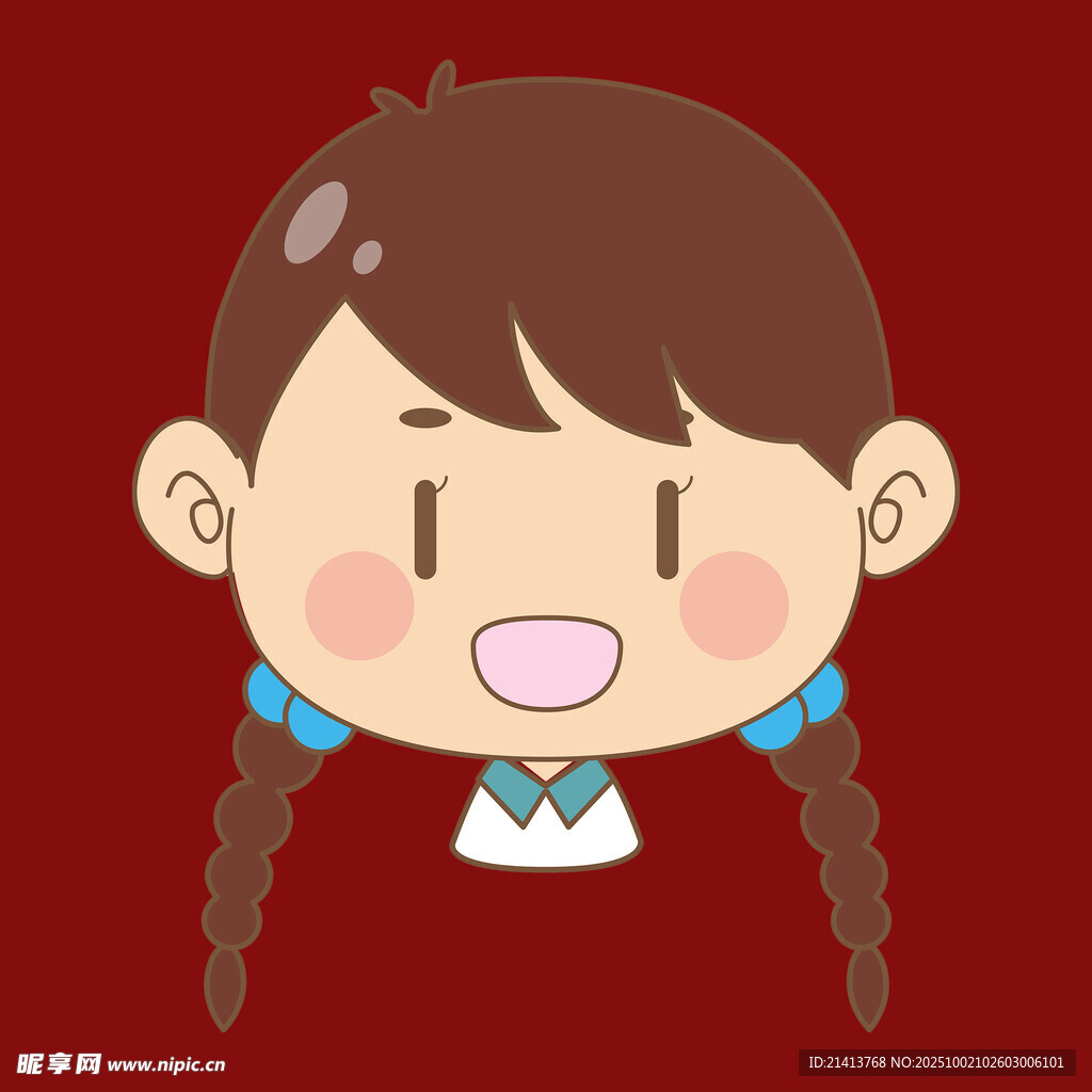 扎双辫的可爱卡通女孩
