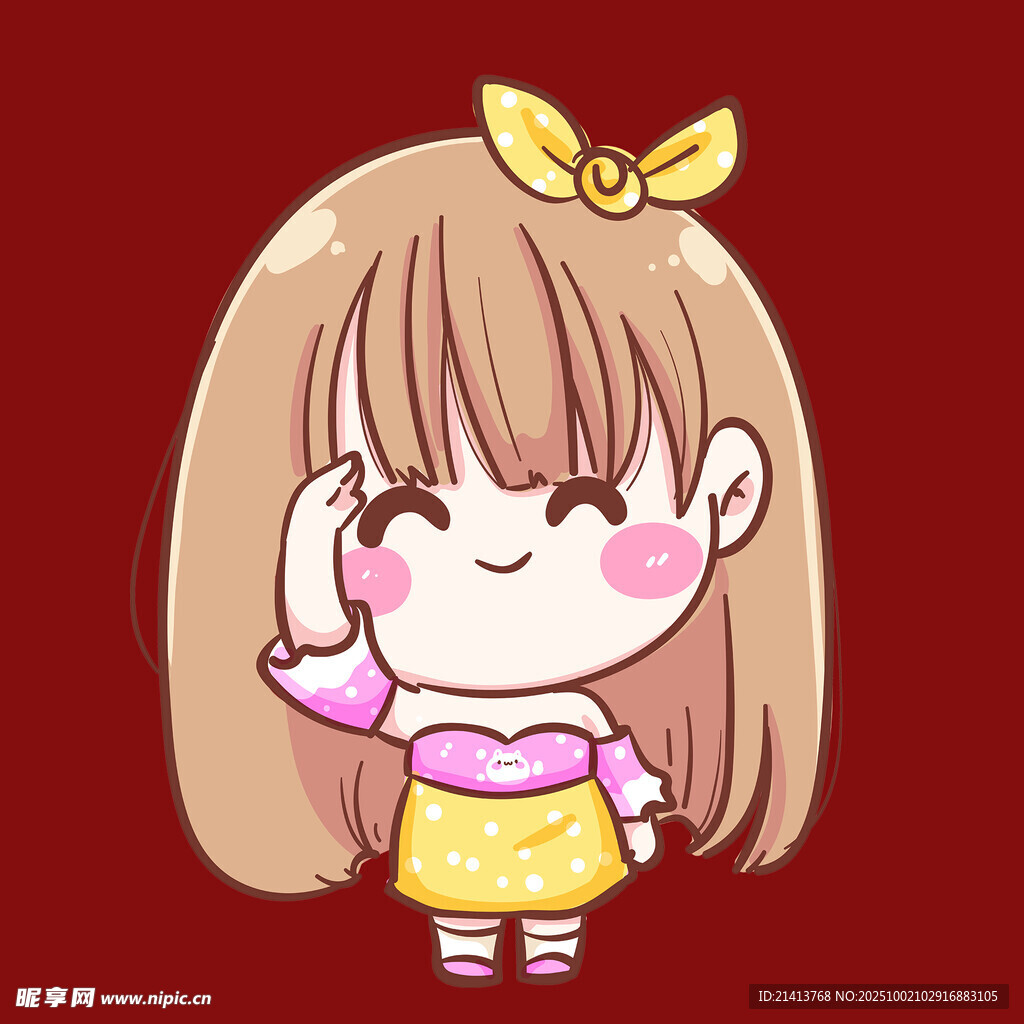 可爱蝴蝶结女孩卡通形象