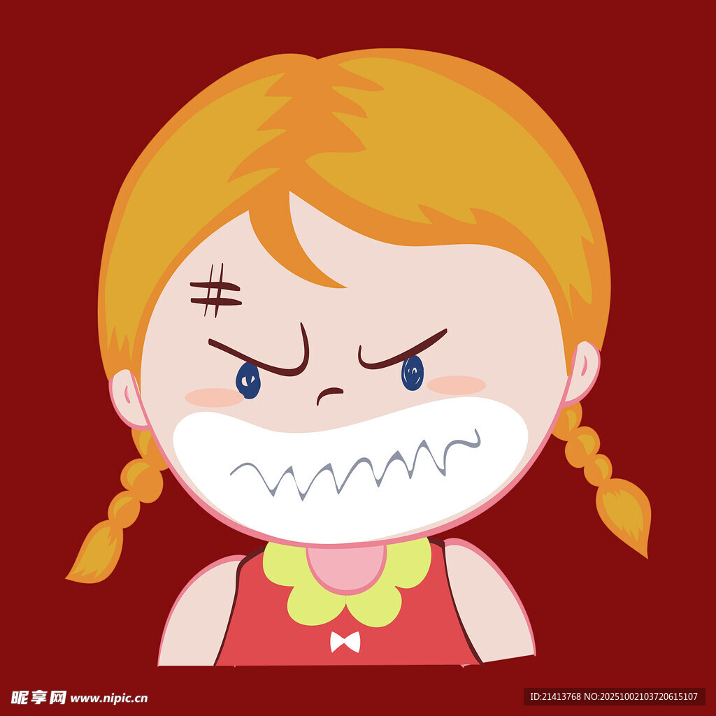 愤怒的双马尾小女孩