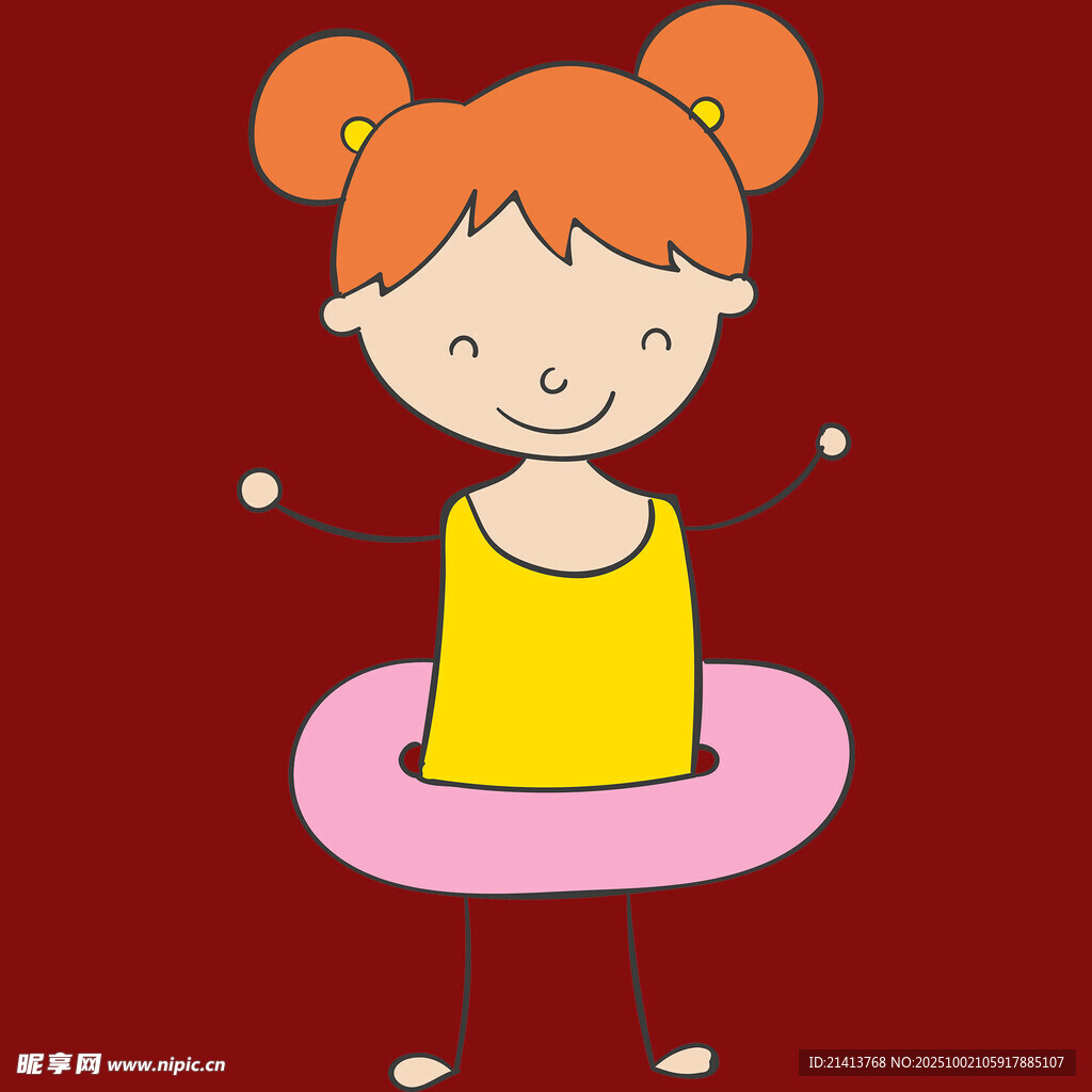 扎双马尾穿黄衣的小女孩