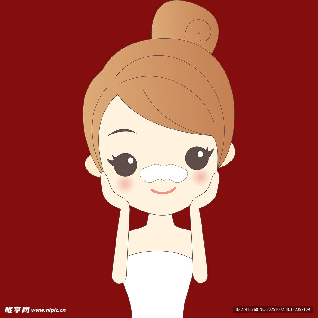 可爱女孩敷面膜瞬间