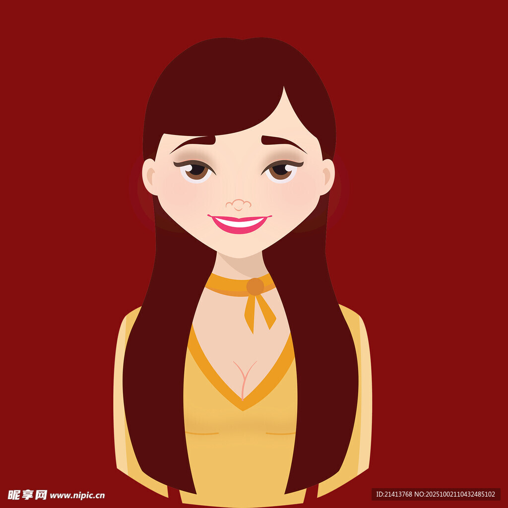 微笑黄衣女士插画形象