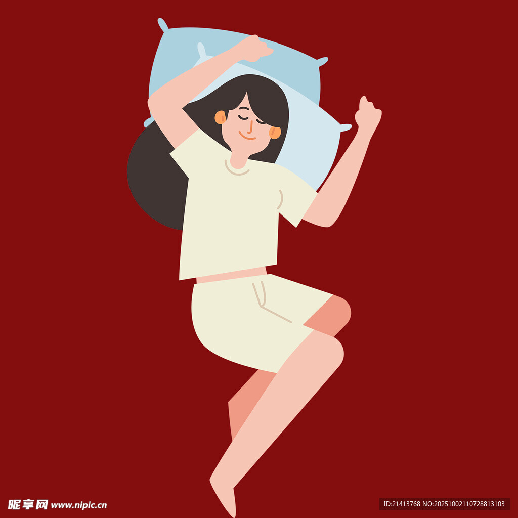 女孩惬意享受睡眠时光