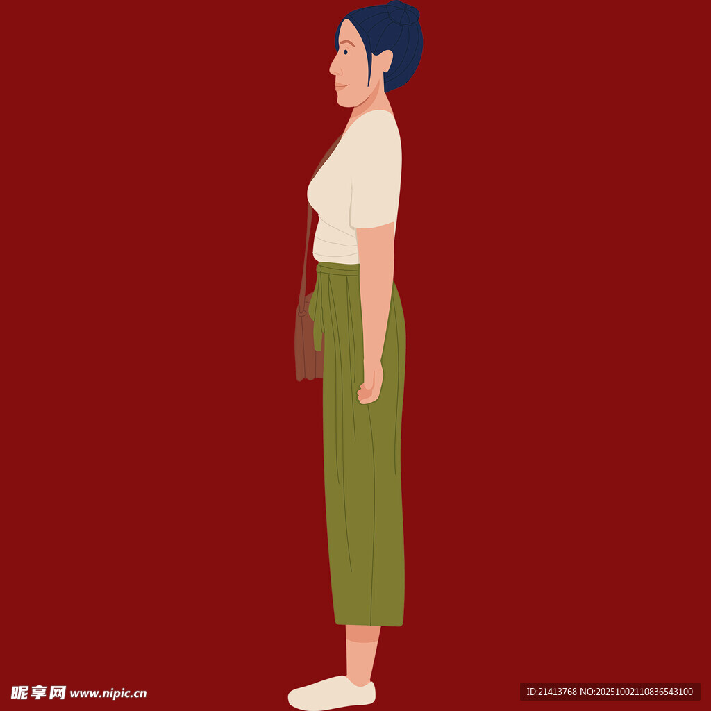蓝发女子的时尚穿搭展示