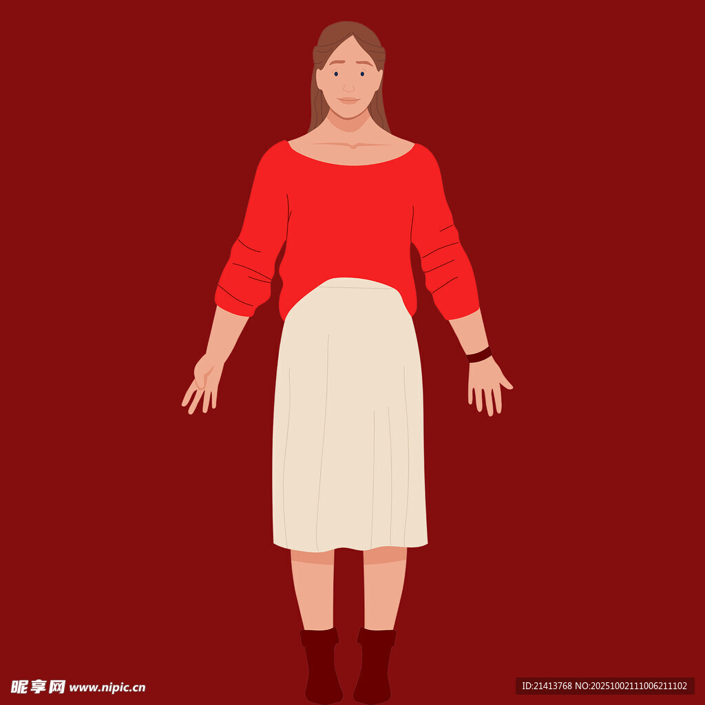 红衣女子时尚穿搭展示