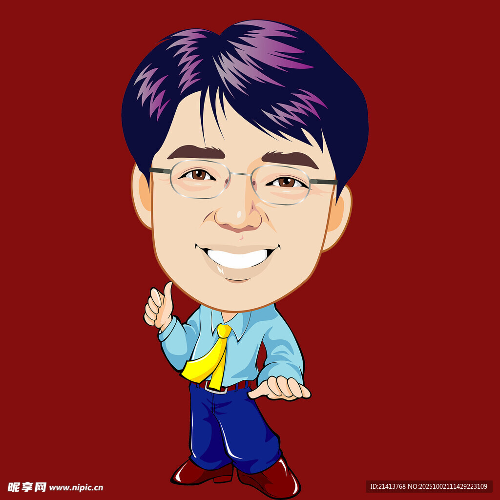 卡通风格微笑男士形象
