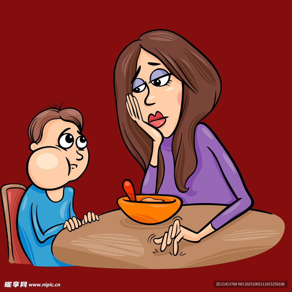 妈妈喂饭孩子不情愿